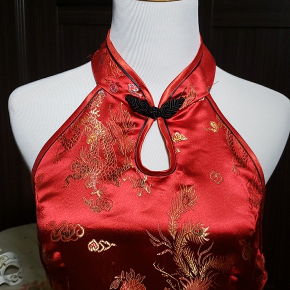 Red and multicolored Japanese inspired dress - Picture 2 of 6